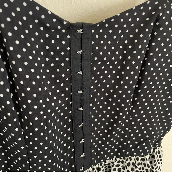 NWOT Lottie & Holly Polka Dot Mini Dress Black and Cream Size Medium - Picture 3 of 9